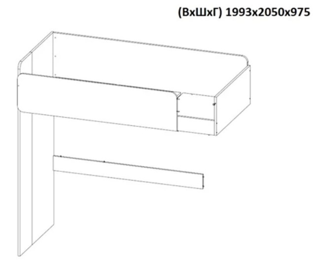 Кровать-чердак с письменным столом и шкафом POLINI Kids Simple Белый / Серый во Владимире - изображение 8