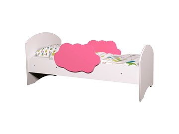 Детская кровать с бортиками Тучка, корпус Белый, фасад Розовый в Коврове