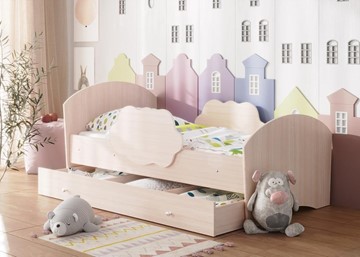 Детская кровать с бортиками Тучка с ящиком, корпус Дуб млечный, фасад Дуб млечный в Коврове