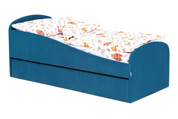 Кровать в детскую с ящиком Letmo морской (велюр) в Коврове