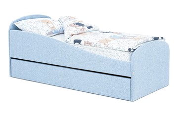 Мягкая кровать с ящиком Letmo небесный (рогожка) во Владимире