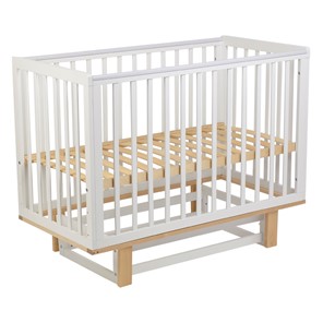 Кровать для новорожденных серия 3400 POLINI Kids Simple 340 с маятником Белый / Натуральный в Коврове - предосмотр