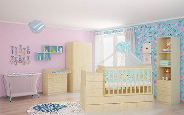 Кровать для новорожденных с комодом POLINI Kids Simple 1100 Натуральный во Владимире - предосмотр 3