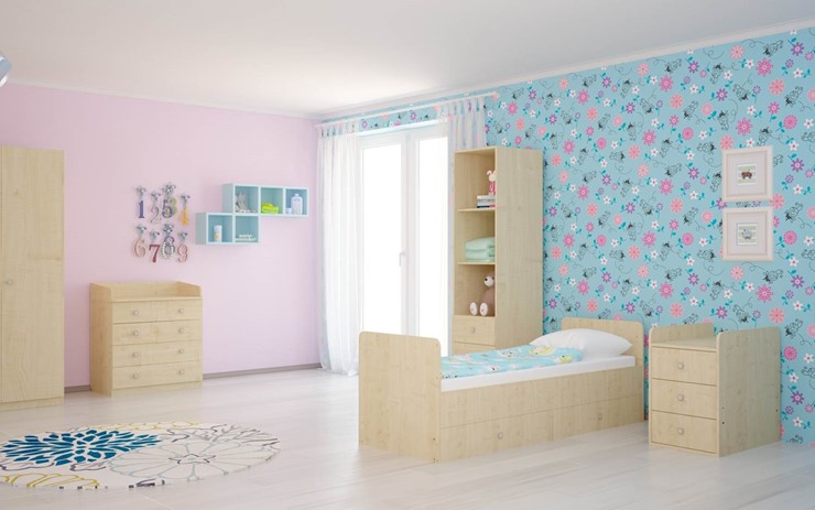 Кровать для новорожденных с комодом POLINI Kids Simple 1100 Натуральный во Владимире - изображение 4