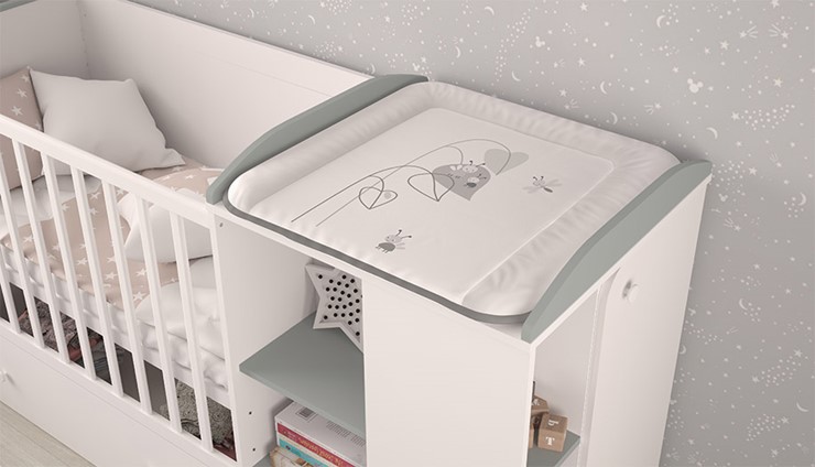 Детская кровать с комодом POLINI Kids Ameli 800 Белый / Серый, серия AMELI во Владимире - изображение 3