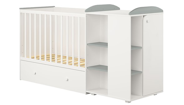 Детская кровать с комодом POLINI Kids Ameli 800 Белый / Серый, серия AMELI в Коврове - изображение