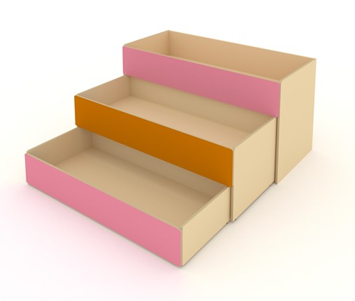 Кровать в детскую 3-х уровневая КД-3, Беж + Розовый + Оранжевый в Коврове - изображение