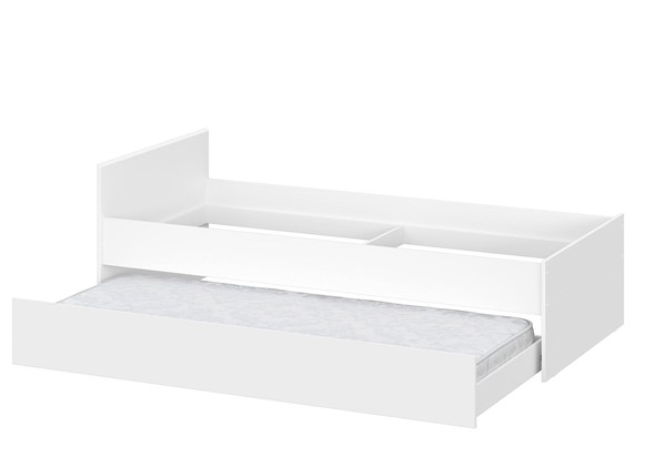 Выкатная кровать в детскую Токио, белый текстурный (одинарная (0,9х2,0) + выкатная) во Владимире - изображение