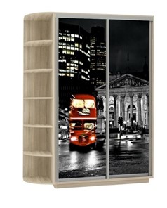 Шкаф 2-створчатый Хит, 1500x600x2200, фотопечать, со стеллажом, ночной лондон, дуб сонома в Коврове