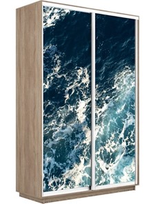 Шкаф двухдверный Экспресс 1600x450x2200, Морские волны/дуб сонома во Владимире