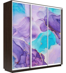Шкаф 3-х створчатый Экспресс 2400х450х2200, Абстракция фиолетовая/венге в Коврове