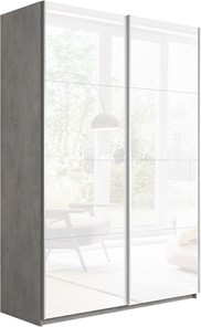 Шкаф 2-х дверный Прайм (Белое стекло/Белое стекло) 1200x570x2300, бетон во Владимире