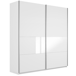 Шкаф Широкий Прайм (ДСП / Белое стекло) 2200x570x2300, Белый снег в Коврове