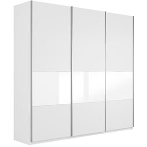 Шкаф Широкий Прайм (ДСП / Белое стекло) 2400x570x2300, Белый снег в Коврове