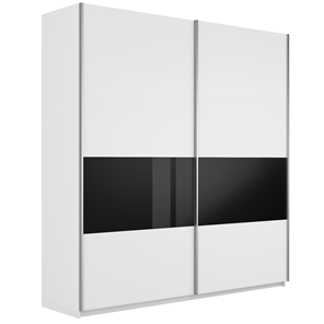 Шкаф 2-дверный Широкий Прайм (ДСП / Черное стекло) 2200x570x2300, Белый снег во Владимире