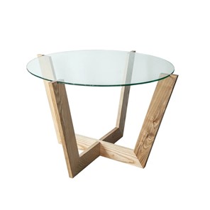 Круглый столик Оникс-10, Натуральный массив/Прозрачное стекло в Коврове - предосмотр