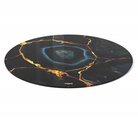 Круглый столик SHT-TU37 / SHT-TT32 60 стекло/МДФ (титановый кварц/черный муар) в Коврове - изображение 3