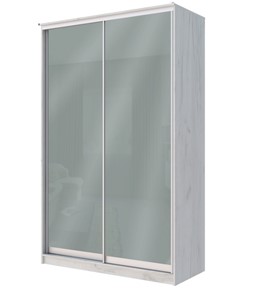 Шкаф 2-х дверный Хит-22-4-12/2-22 с цветным стеклом, средне-серый 074, Дуб крафт белый в Коврове