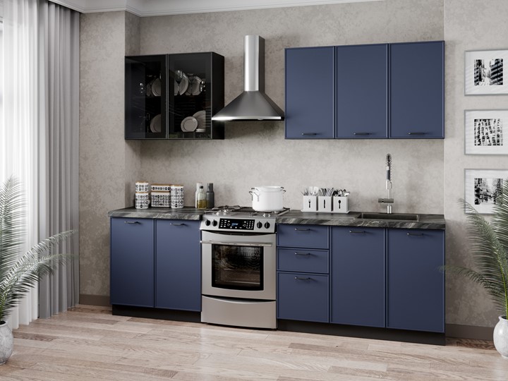 Модульный кухонный гарнитур 2600 Индиго, Черный/Темно-синий в Коврове - изображение