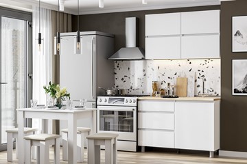Кухонный гарнитур Токио 1200, белый текстурный/белый текстурный/тростник во Владимире
