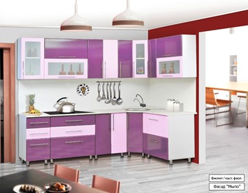 Угловой кухонный гарнитур Мыло 224 2600х1600, цвет Фиолет/Пастель фиолет в Коврове