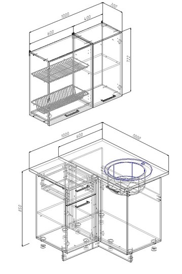 Кухонный угловой гарнитур Прима-1000У в Коврове - изображение 1