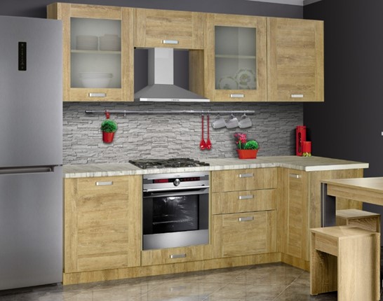 Модульная кухня Квадро 2400х1000, цвет Дуб Баррик в Коврове - изображение