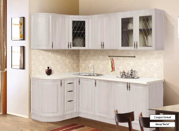 Кухня угловая Веста 1330х2200, цвет Сандал белый во Владимире - изображение