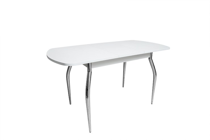 Кухонный стол раздвижной ПГ-02СТ белое/белое/крашенные фигурные в Коврове - изображение 1