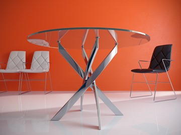 Обеденный стол Kenner R1000 (Хром/Стекло прозрачное) в Коврове - предосмотр 1