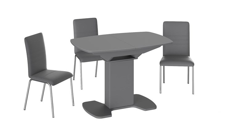 Стол раздвижной Портофино (СМ(ТД)-105.01.11(1)), цвет Серое/Стекло серое матовое LUX в Коврове - изображение 2