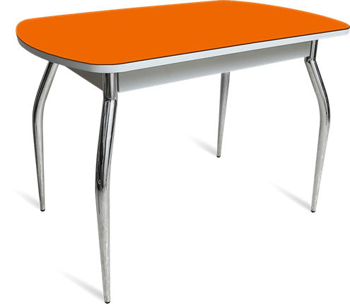 Кухонный стол ПГ-04 СТ белое/оранжевое/хром фигурные в Коврове - изображение