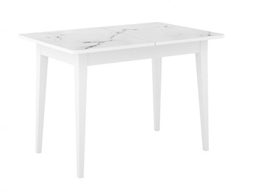 Обеденный раздвижной стол Dikline M110 Белый/стекло белый мрамор сатин/ножки MM белые в Коврове