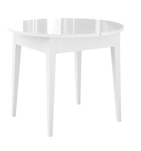 Кухонный стол раскладной Dikline MR100 Белый/стекло белое глянец/ножки MM белые в Коврове
