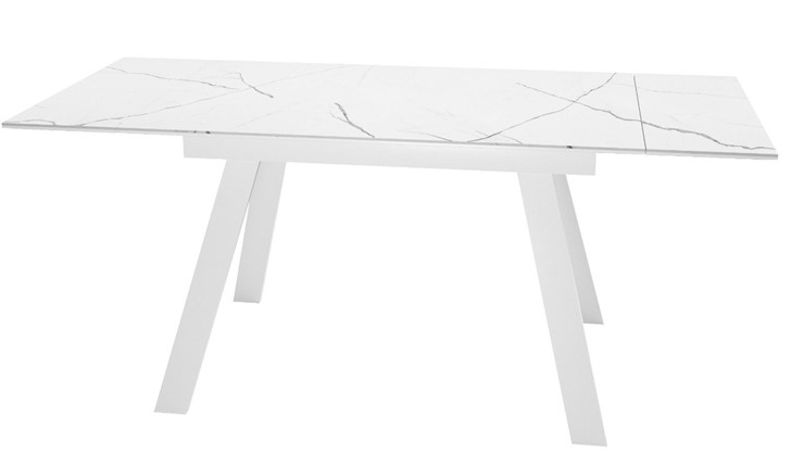 Кухонный раскладной стол DikLine SKM140 Керамика Белый мрамор/подстолье белое/опоры белые (2 уп.) во Владимире - изображение 1