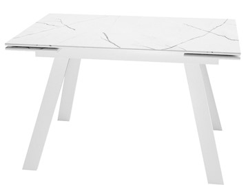 Кухонный раскладной стол DikLine SKM140 Керамика Белый мрамор/подстолье белое/опоры белые (2 уп.) во Владимире
