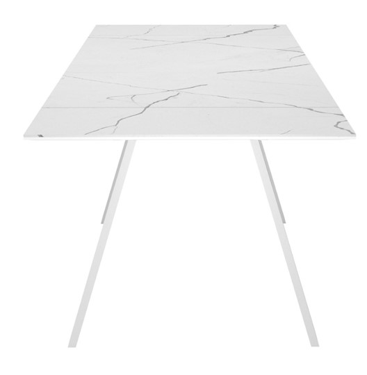 Кухонный раскладной стол DikLine SKM140 Керамика Белый мрамор/подстолье белое/опоры белые (2 уп.) во Владимире - изображение 4