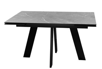 Раздвижной стол DikLine SKM140 Керамика серый мрамор/подстолье черное/опоры черные (2 уп.) во Владимире - предосмотр 1