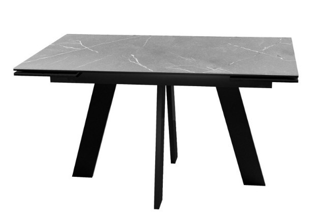 Раздвижной стол DikLine SKM140 Керамика серый мрамор/подстолье черное/опоры черные (2 уп.) во Владимире - изображение 1