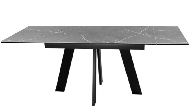 Раздвижной стол DikLine SKM140 Керамика серый мрамор/подстолье черное/опоры черные (2 уп.) во Владимире - изображение 2