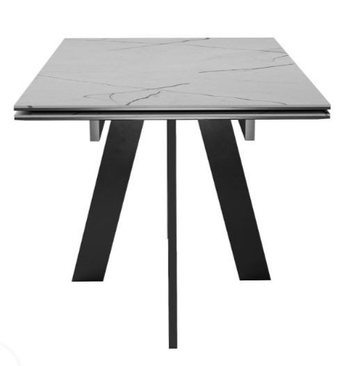 Раздвижной стол DikLine SKM140 Керамика серый мрамор/подстолье черное/опоры черные (2 уп.) во Владимире - изображение 5