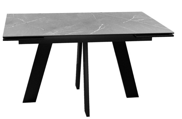 Раздвижной стол DikLine SKM140 Керамика серый мрамор/подстолье черное/опоры черные (2 уп.) во Владимире - изображение