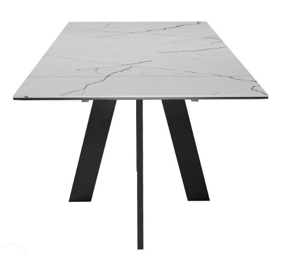 Раздвижной стол DikLine SKM140 Керамика серый мрамор/подстолье черное/опоры черные (2 уп.) во Владимире - изображение 6