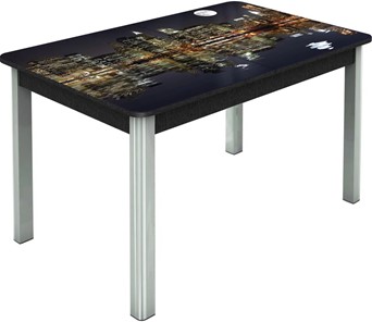 Кухонный стол раскладной Гамбург исп.1 ноги метал. крашеные №23, Фотопечать (Города №8) в Коврове