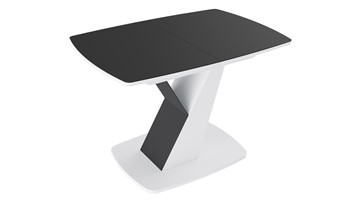 Обеденный раздвижной стол Гарда тип 1, цвет Белый/Стекло матовое черный графит в Коврове