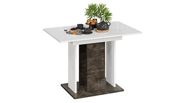 Кухонный стол раскладной Кёльн тип 1 (Ателье темный, Белый, Стекло Белый глянец) в Коврове