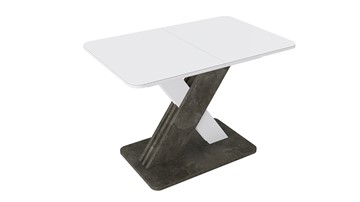 Кухонный раскладной стол Люксембург тип 1 (Белый/Ателье темный/Стекло белое матовое) во Владимире