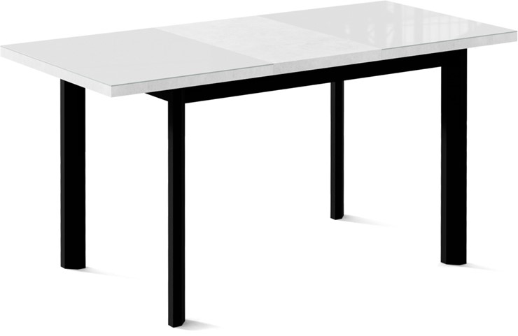 Кухонный стол раздвижной Нагано-2G (ноги черные, стекло cristal/белый цемент) во Владимире - изображение 1