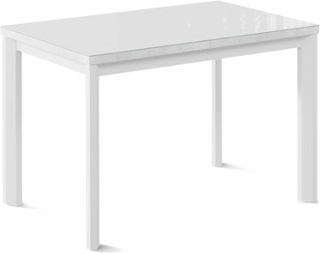 Кухонный стол раскладной Нагано-2G (ноги металлические белые, стекло cristal/белый цемент) во Владимире - предосмотр