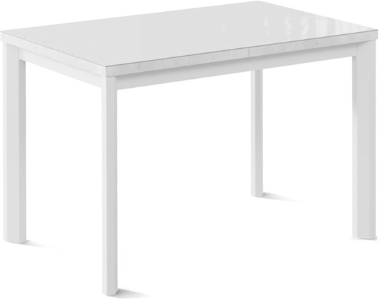 Обеденный раздвижной стол Нагано-3G (ноги металлические белые, стекло cristal/белый цемент) во Владимире - изображение